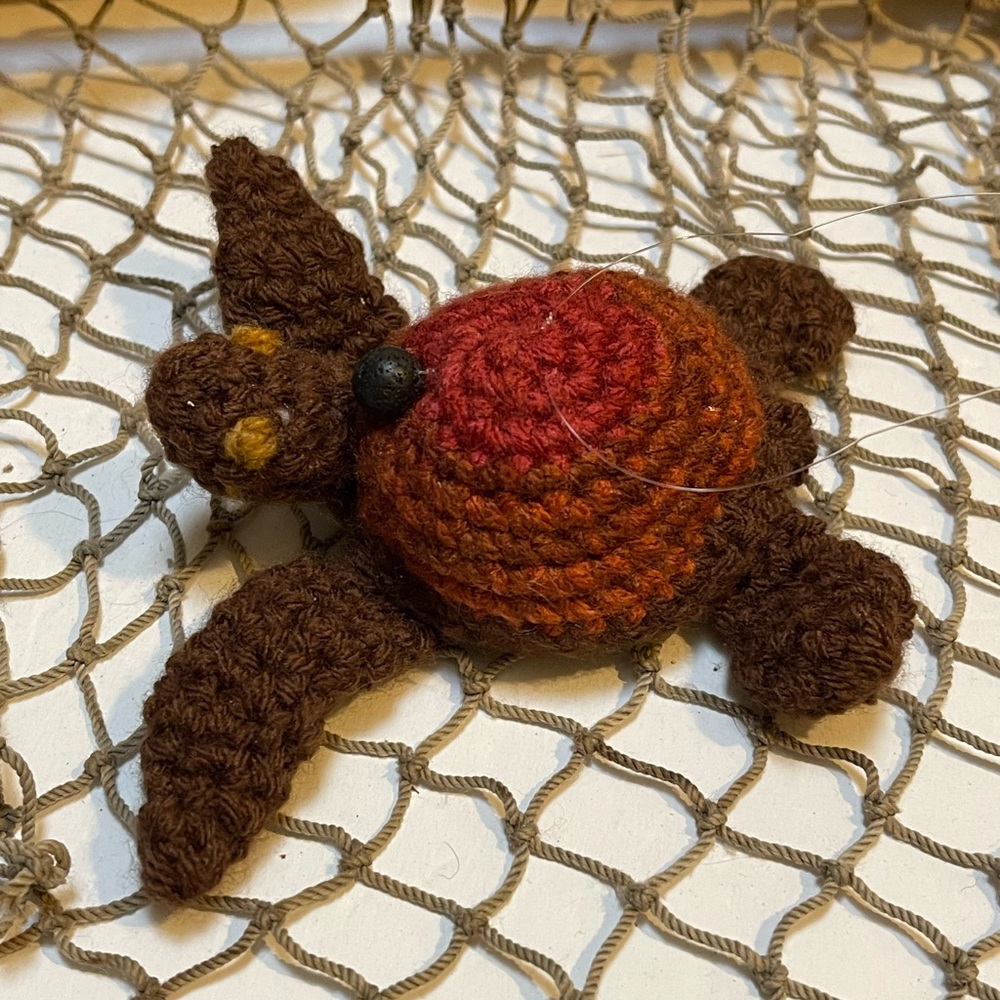Crochet Brown & Rust Lava Bead Essential Oil Diffuser Sea Turtle Ornament SK